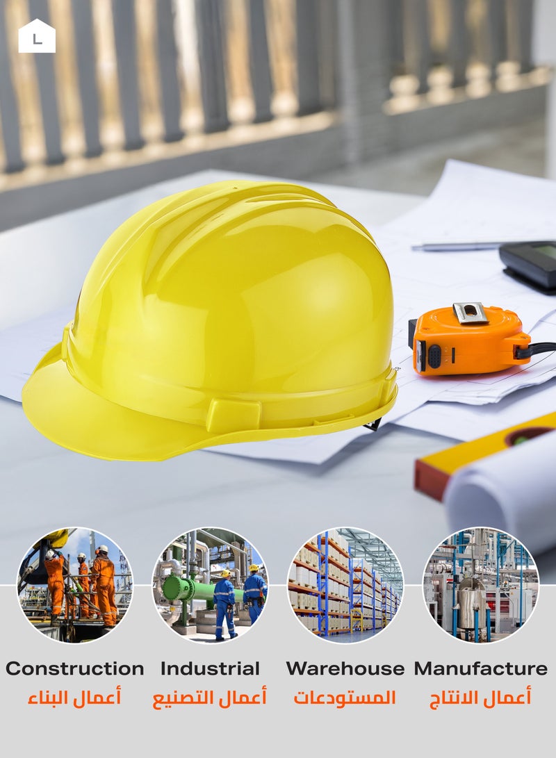 LAWAZIM Deluxe Safety Helmet - Yellow - HDPE Hard Hat with Reinforced Shell, 4-Point Suspension, Sweatband, and Adjustable Chin Strap - Ideal for Construction, Industrial, Warehouse, and Maintenance Use - Image 4