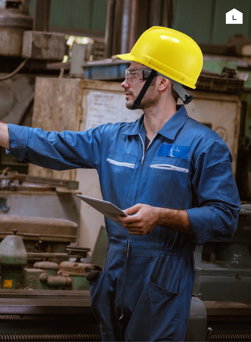 LAWAZIM Deluxe Safety Helmet - Yellow - HDPE Hard Hat with Reinforced Shell, 4-Point Suspension, Sweatband, and Adjustable Chin Strap - Ideal for Construction, Industrial, Warehouse, and Maintenance Use - Image 5