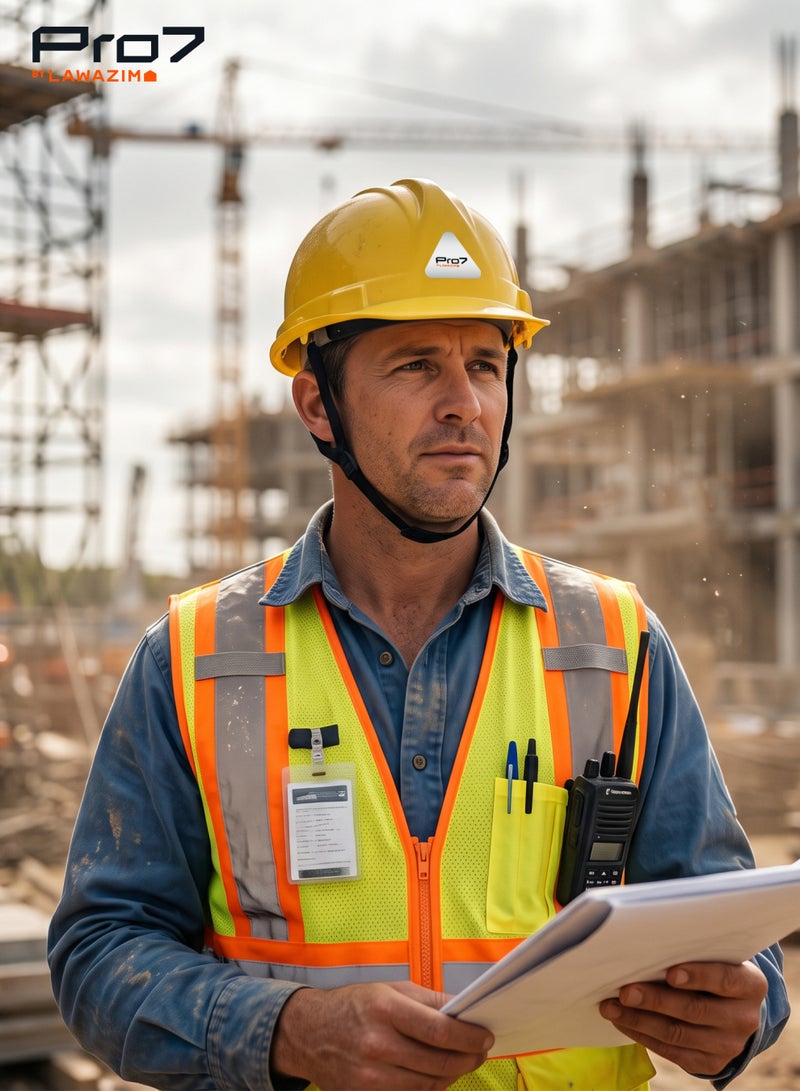 LAWAZIM Deluxe Safety Helmet - Yellow - HDPE Hard Hat with Reinforced Shell, 4-Point Suspension, Sweatband, and Adjustable Chin Strap - Ideal for Construction, Industrial, Warehouse, and Maintenance Use - Image 5