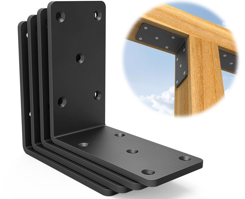 KOMOHOM 5x5“ Heavy Duty Shelf Brackets，L Brackets for Shelves Fence Pergola Brackets Angle Bracket for Post Wood，90 Degree Corner Bracket，Corner Brace for Floating Shelf Countertop Support Brackets ﻿ - Image 1