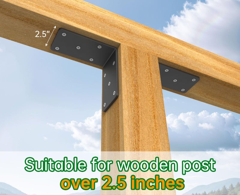 KOMOHOM 5x5“ Heavy Duty Shelf Brackets，L Brackets for Shelves Fence Pergola Brackets Angle Bracket for Post Wood，90 Degree Corner Bracket，Corner Brace for Floating Shelf Countertop Support Brackets ﻿ - Image 5