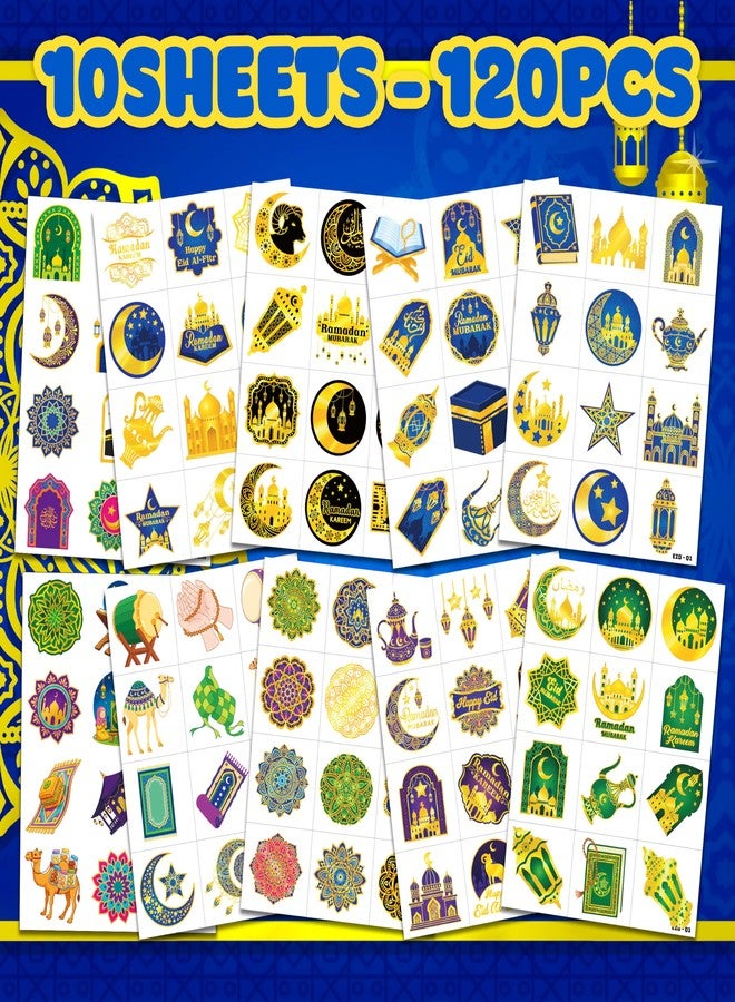 91TATTOOS 120 PCS Pre-Cut Happy Eid Mubarak Temporary Tattoos for Kids Party Favors - Image 3