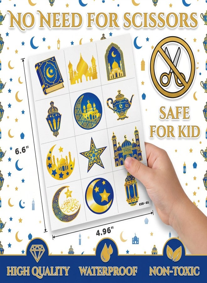 91TATTOOS 120 PCS Pre-Cut Happy Eid Mubarak Temporary Tattoos for Kids Party Favors - Image 4
