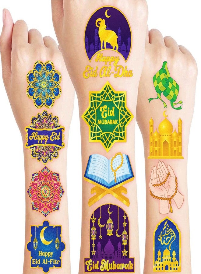 91TATTOOS 120 PCS Pre-Cut Happy Eid Mubarak Temporary Tattoos for Kids Party Favors - Image 1