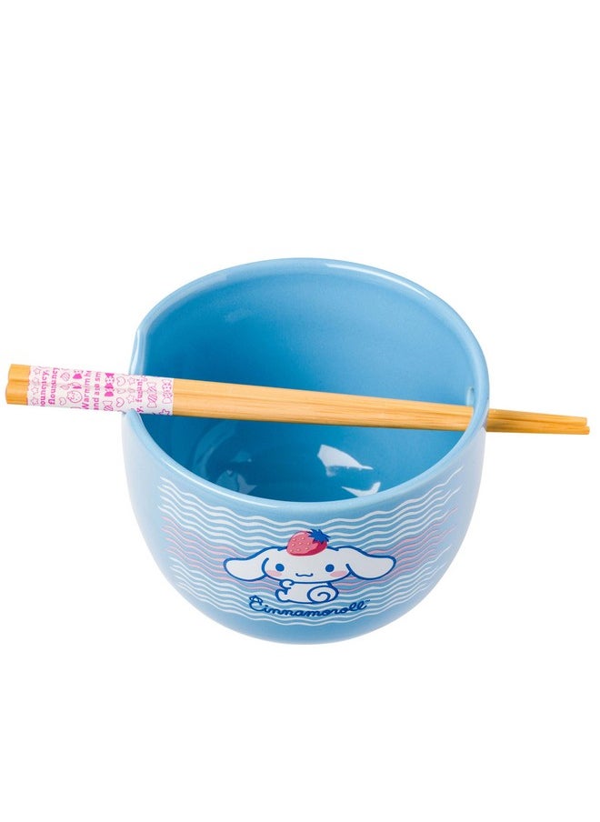 Silver Buffalo - Silver Buffalo Hello Kitty and Friends Cinnamoroll Strawberry Ceramic Ramen Noodle Rice Bowl with Chopsticks, Microwave Safe, 20 Ounces - Image 1