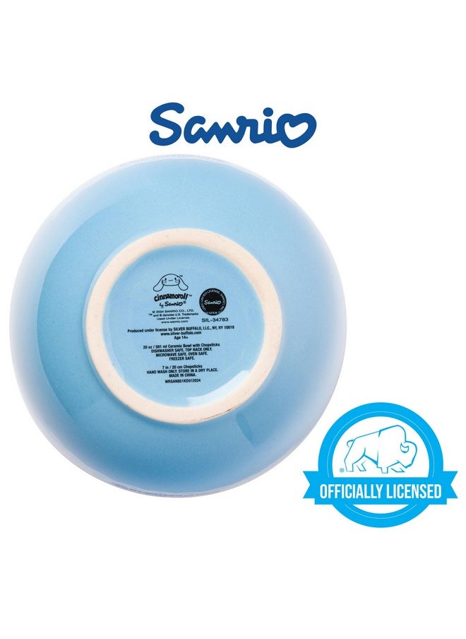 Silver Buffalo - Silver Buffalo Hello Kitty and Friends Cinnamoroll Strawberry Ceramic Ramen Noodle Rice Bowl with Chopsticks, Microwave Safe, 20 Ounces - Image 1