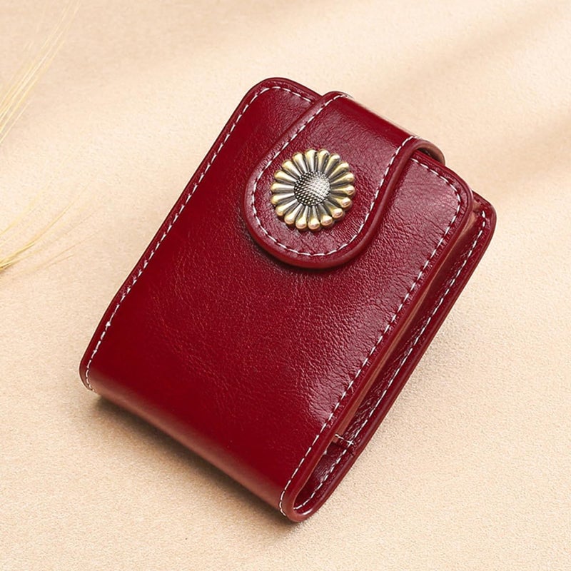 Lipsticks Carrying Pouch with Built-in Mirror Pu Leather Small Lipstick Case Portable Organizer Bag for Travel and Daily Use in Wine Red - Image 4