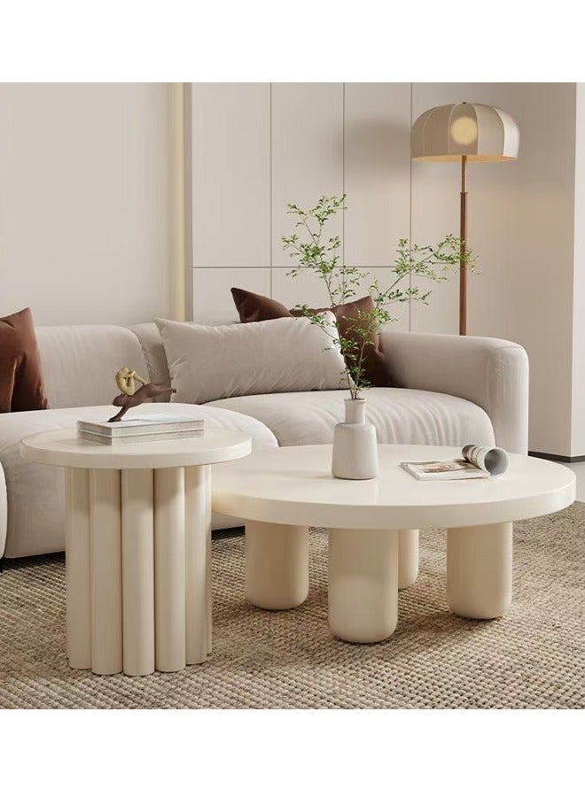 سي آند سي هوم مجموعة من طاولتي قهوة بتصميم عصري متعدد الأغراض، طاولة مستديرة منخفضة المركز، طاولة أريكة متينة لغرفة المعيشة والمكتب المنزلي، 70×37 و50×45 سم - Image 5