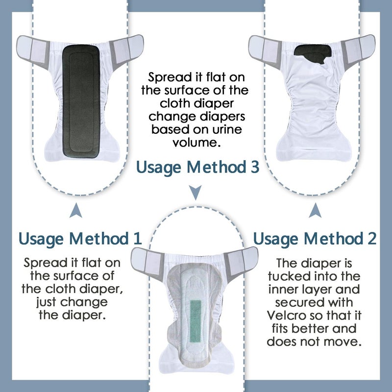 Lmaray 3 Pack Adult Cloth Diapers with Fastener Diaper Inserts TPU Waterproof Nappy Reusable Washable Incontinence Care Protection Nappies Underwear - Image 3