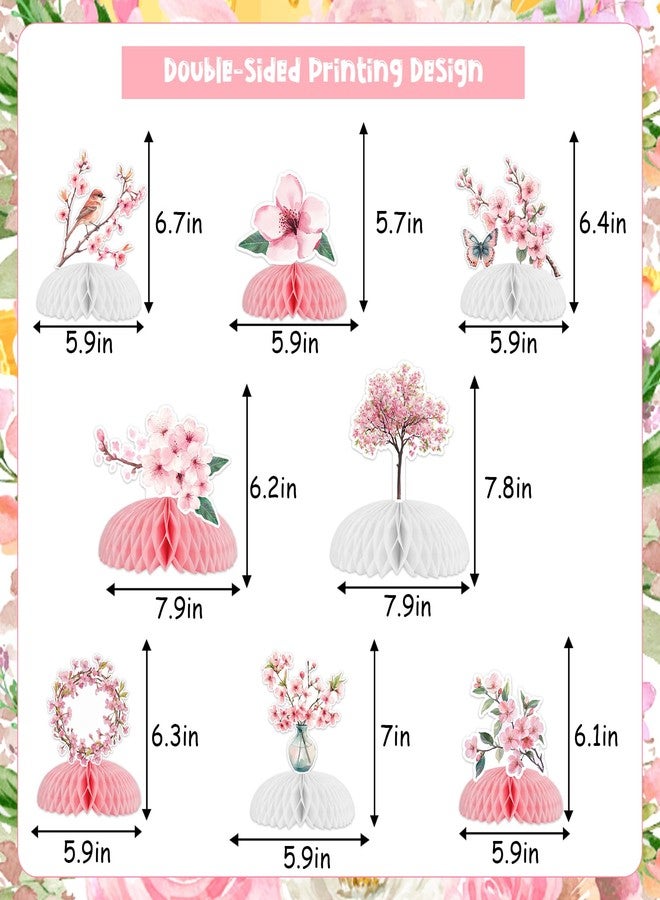 Fangleland 8Pcs Cherry Blossom Honeycomb Centerpieces for Girls, Japanese Cherry Blossom Themed Party Decorations for Birthday Baby Shower Gender Reveal Wedding Bridal Shower Party Decor - Image 5