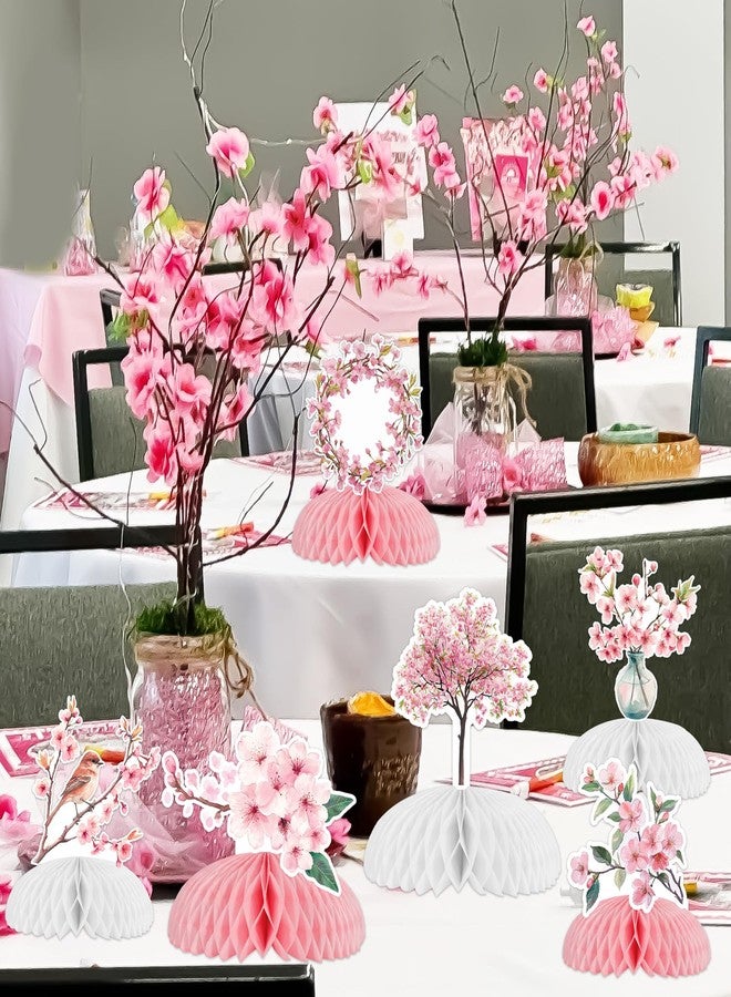 Fangleland 8Pcs Cherry Blossom Honeycomb Centerpieces for Girls, Japanese Cherry Blossom Themed Party Decorations for Birthday Baby Shower Gender Reveal Wedding Bridal Shower Party Decor - Image 2
