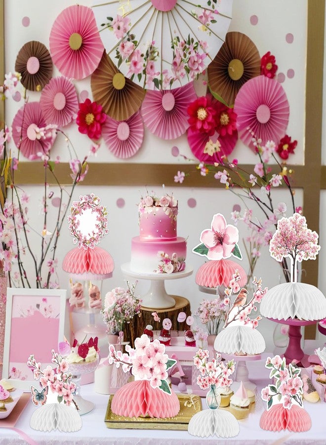Fangleland 8Pcs Cherry Blossom Honeycomb Centerpieces for Girls, Japanese Cherry Blossom Themed Party Decorations for Birthday Baby Shower Gender Reveal Wedding Bridal Shower Party Decor - Image 3
