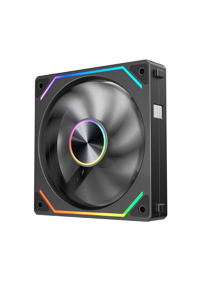 Play Jia Wanjia Star Magnetic Pro Magnetic Absorption Building Blocks Fan Black Reverse Single Pack 12cm Water Cooling Fan Magnetic Absorption Wireless Splicing/argb Light Synchronization/pwm Temperature Contr - Image 2