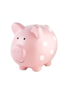 pearhead Pearhead Large Ceramic Piggy Bank, Ideal for Boys and Girls, Kids Money and Coin Bank, Perfect Baby Girl Nursery Décor, Holiday Gift and Newborn Keepsake, Pink Polka Dots  - Image 1