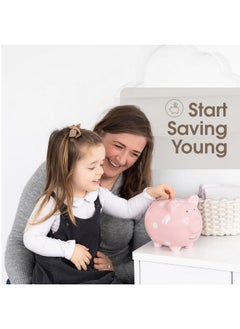 pearhead Pearhead Large Ceramic Piggy Bank, Ideal for Boys and Girls, Kids Money and Coin Bank, Perfect Baby Girl Nursery Décor, Holiday Gift and Newborn Keepsake, Pink Polka Dots  - Image 5