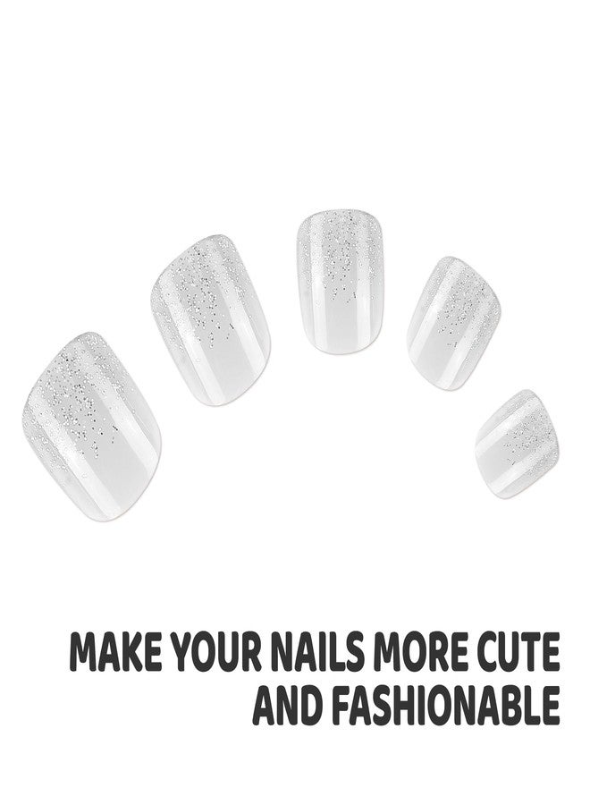 Kawyehu Kids Press on Nails Children Fake Nails Artificial Nail Tips Adhesive Full Cover Short False Fingernails for Girls Kids Nail Decoration (Crystal Diamonds) - Image 3