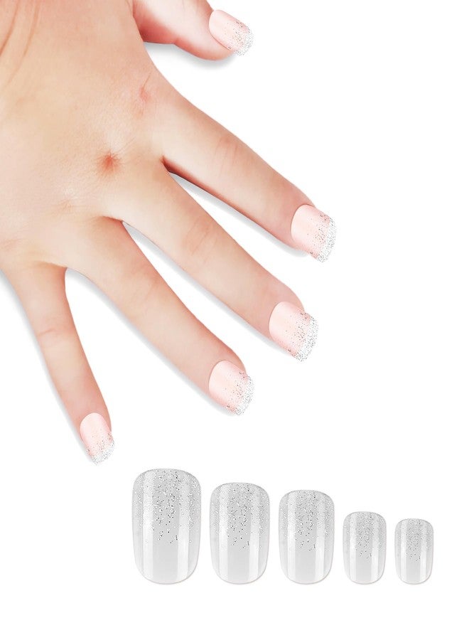 Kawyehu Kids Press on Nails Children Fake Nails Artificial Nail Tips Adhesive Full Cover Short False Fingernails for Girls Kids Nail Decoration (Crystal Diamonds) - Image 2