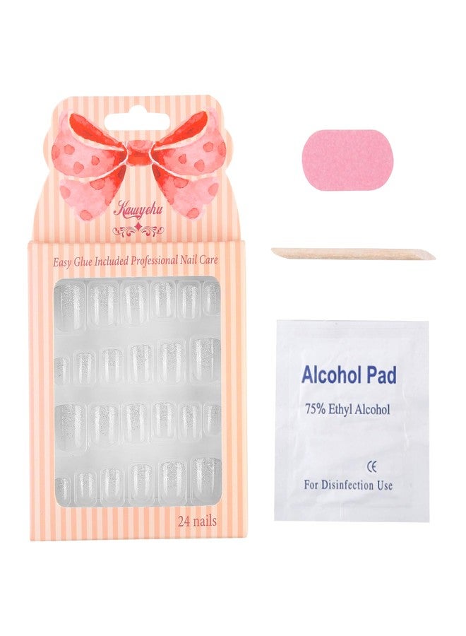 Kawyehu Kids Press on Nails Children Fake Nails Artificial Nail Tips Adhesive Full Cover Short False Fingernails for Girls Kids Nail Decoration (Crystal Diamonds) - Image 5