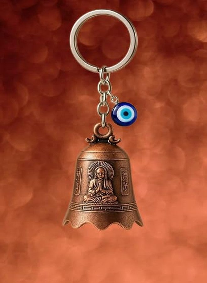 AEROSTARK Bronze Guardian Bell With Evil Eye Charm - Biker Luck with Safety Message Keyring - Gift for Husband, Boyfriend, Dad, Brother - Birthday, Rakhi - Image 4