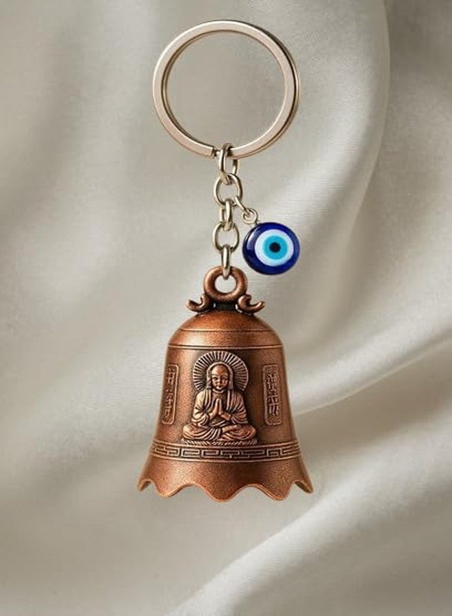 AEROSTARK Bronze Guardian Bell With Evil Eye Charm - Biker Luck with Safety Message Keyring - Gift for Husband, Boyfriend, Dad, Brother - Birthday, Rakhi - Image 2