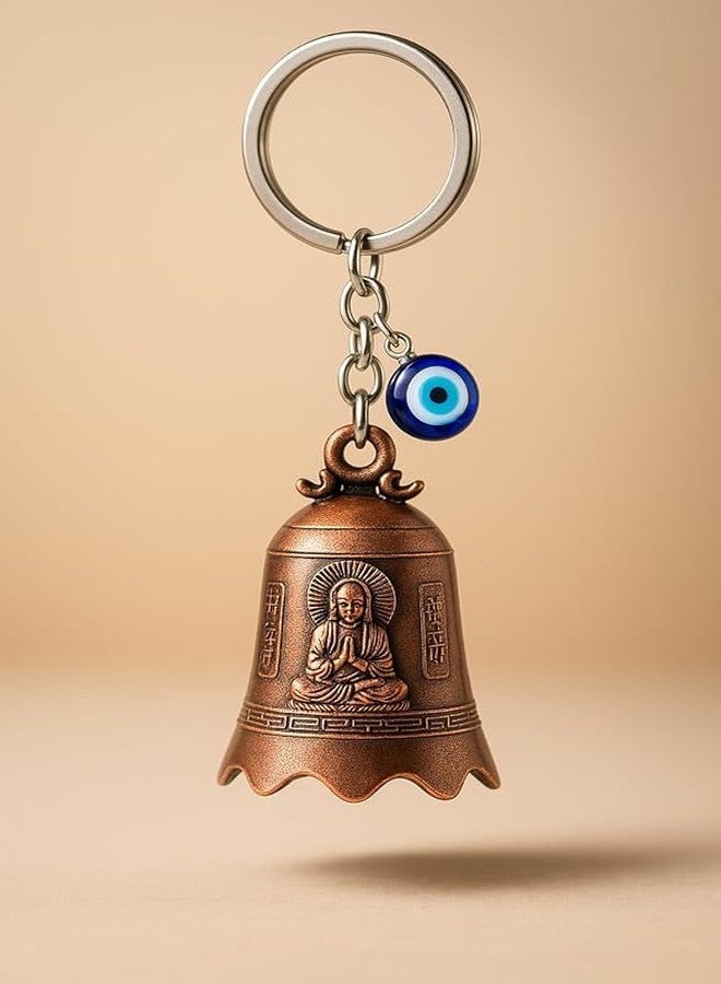 AEROSTARK Bronze Guardian Bell With Evil Eye Charm - Biker Luck with Safety Message Keyring - Gift for Husband, Boyfriend, Dad, Brother - Birthday, Rakhi - Image 1