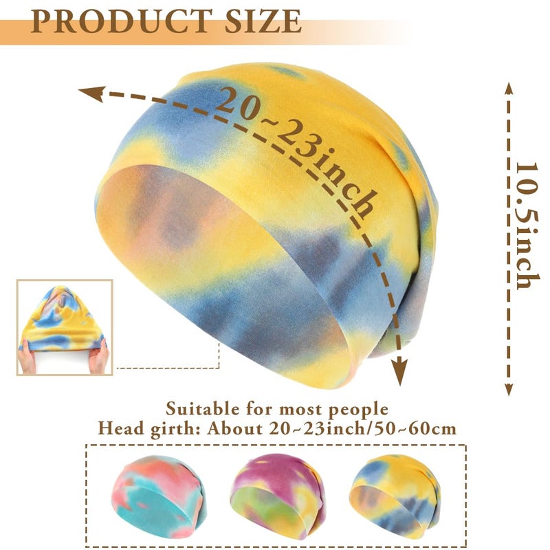 Bohend Bohemian Beanie Hats Headwear Cap Stretch Non Slip Sleep Turbans Hats for Women Men Close top Head Covering (Colourful) Multicolor - Image 2
