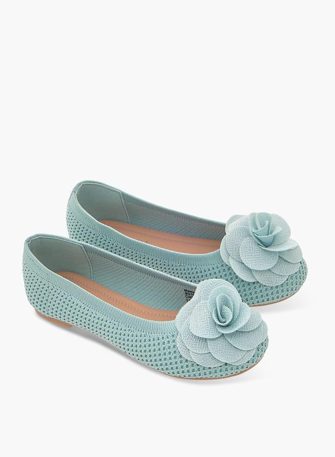 Flora Bella By Shoexpress Girls Floral Detail Slip-On Ballerina Shoes - Image 3