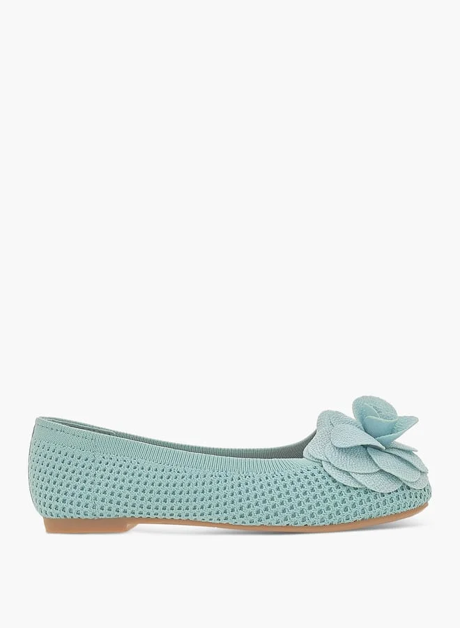 Flora Bella By Shoexpress Girls Floral Detail Slip-On Ballerina Shoes