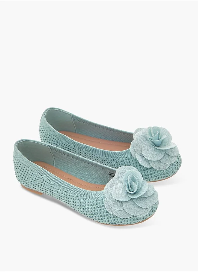 Flora Bella By Shoexpress Girls Floral Detail Slip-On Ballerina Shoes