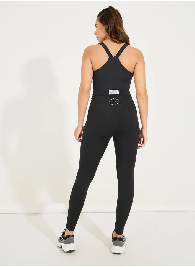 Styli Gymspire Edition - Label & Logo Waist Circle Text Detail Leggings