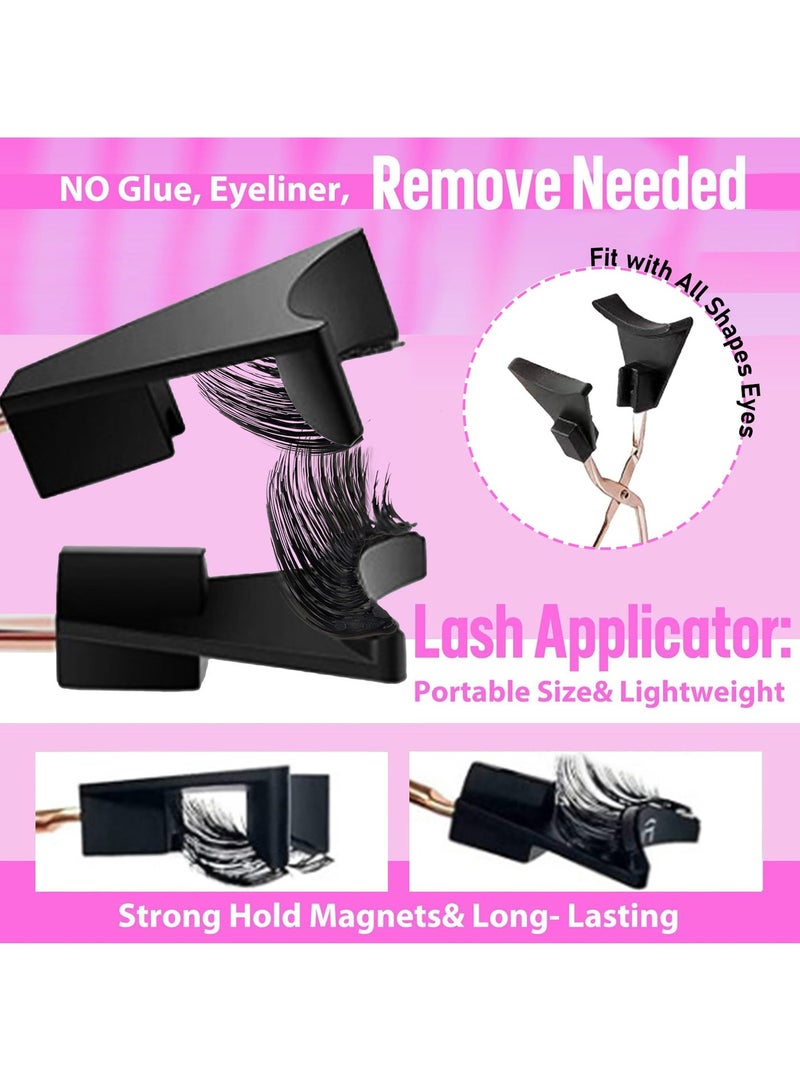 FLYROAD Magnetic Eyelashes without Eyeliner - Reusable Dual Magnetic lashes with 8 Pair, Looking Natural No Glue 3D False Eyelashes Kit with Applicator, False Eyelashes, Easy to Wear(Black) - Image 4