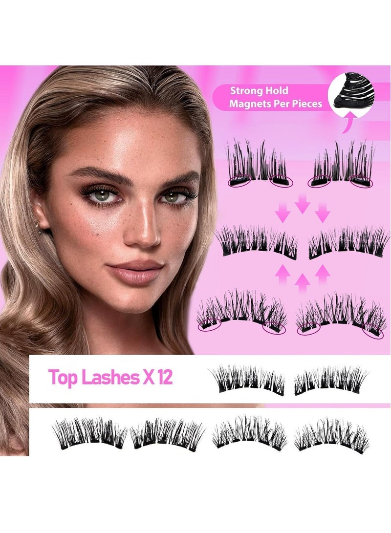 FLYROAD Magnetic Eyelashes without Eyeliner - Reusable Dual Magnetic lashes with 8 Pair, Looking Natural No Glue 3D False Eyelashes Kit with Applicator, False Eyelashes, Easy to Wear(Black) - Image 2