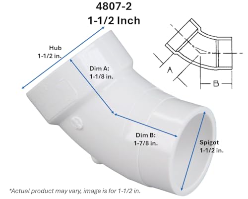 NIBCO U48062 11/2 SPGXH 45 STREET ELBOW PVC - Image 2