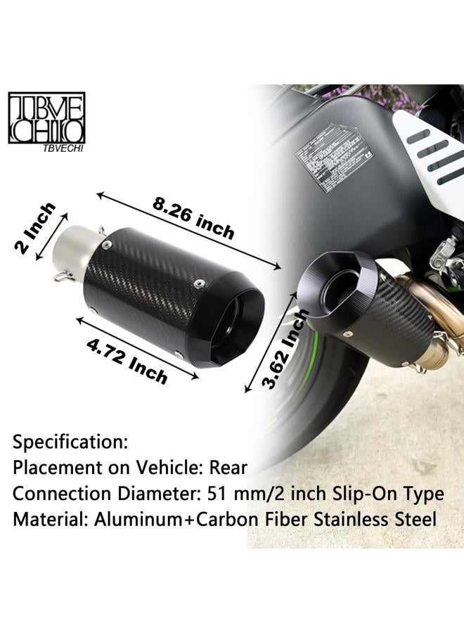 TBVECHI Motorcycle Carbon Fiber Exhaust Muffler Black - Image 4
