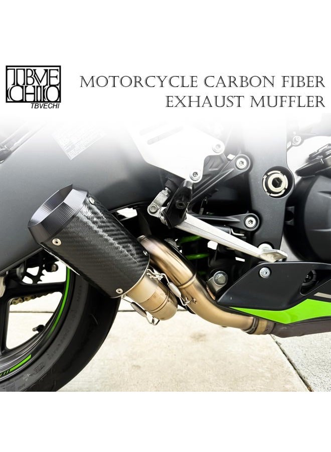TBVECHI Motorcycle Carbon Fiber Exhaust Muffler Black - Image 3