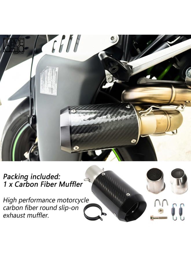 TBVECHI Motorcycle Carbon Fiber Exhaust Muffler Black - Image 2
