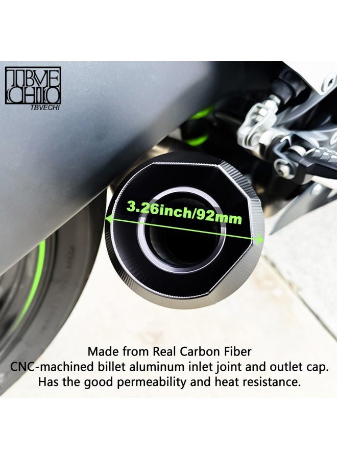 TBVECHI Motorcycle Carbon Fiber Exhaust Muffler Black - Image 5