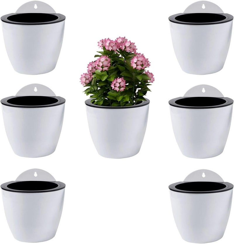 ShoppeWatch Wall Planters for Indoor Plants 7 Pack | Hanging Planters Large 7 Inch with Hooks | Wall Pots for Plants | 7.28 x 6.1 inches - PL35 - Image 1