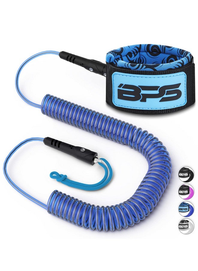 BPS 'ستورم' حبل الساق الملفوف خفيف الوزن 10 أقدام مع حلقتين دوارتين من الفولاذ المقاوم للصدأ و جيب مخفي للمفتاح للوحة التزلج الطويلة و لوحة التجديف (كورو أزرق داكن) - Image 2