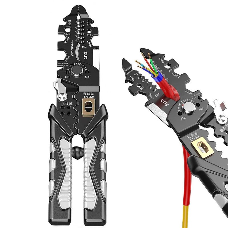 Dweezhet Wire Stripper and Cutter Pliers Tools For Electrician 25in1 Multifunctional Wire Stripping Cutting and Crimping with Splitting and Winding Stainless Steel Hand Tool Pliers Wrench - Image 1