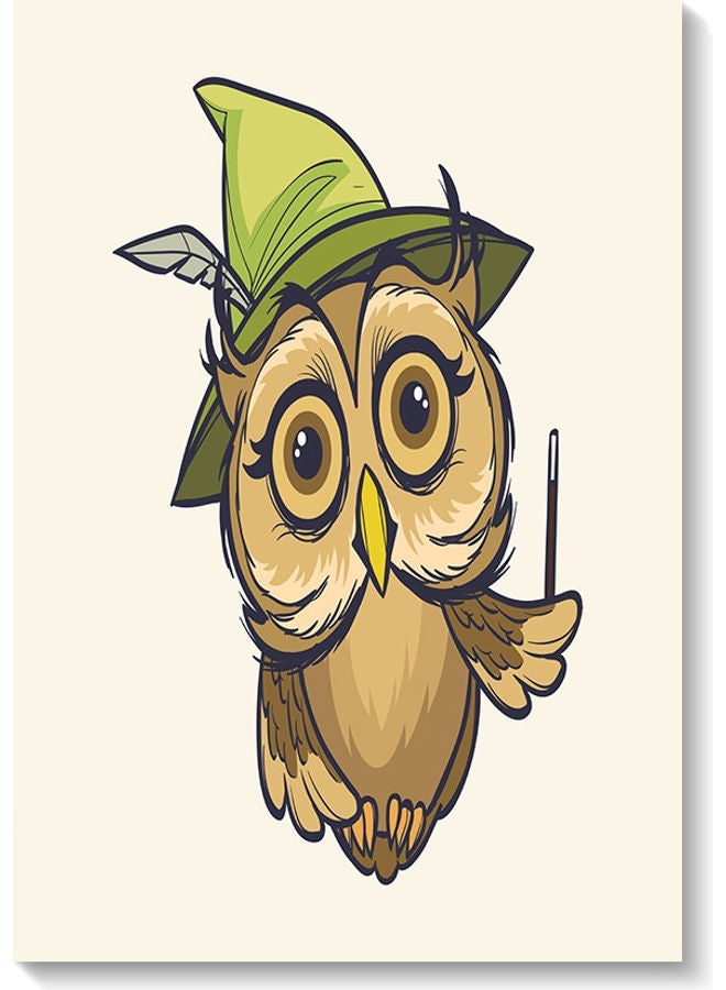 RYN Owl Printed Wall Art Beige/Brown/Green 40x60cm - Image 2