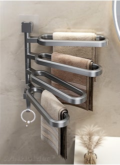 WinHolder Rotating Towel Bar,Swivel Towel Bar with Hook,Wall Mounted Towel Bar with 4-Arm Towel Hanger,Space Saving Towel Holder for Bathroom  - Image 1