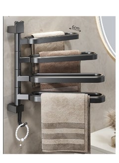 WinHolder Rotating Towel Bar,Swivel Towel Bar with Hook,Wall Mounted Towel Bar with 4-Arm Towel Hanger,Space Saving Towel Holder for Bathroom  - Image 2