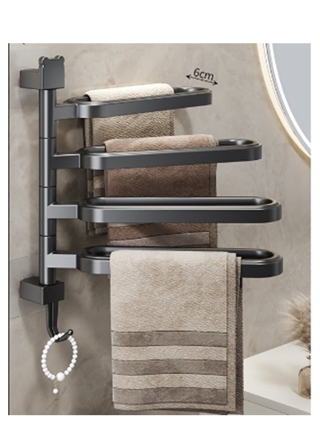 WinHolder - Rotating Towel Bar,Swivel Towel Bar with Hook,Wall Mounted Towel Bar with 4-Arm Towel Hanger,Space Saving Towel Holder for Bathroom - Image 1