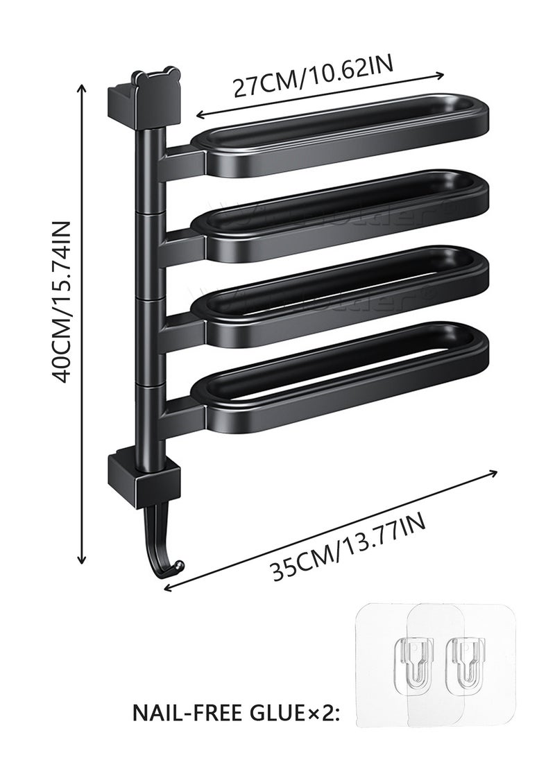 WinHolder - Rotating Towel Bar,Swivel Towel Bar with Hook,Wall Mounted Towel Bar with 4-Arm Towel Hanger,Space Saving Towel Holder for Bathroom - Image 1