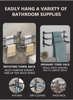 WinHolder Rotating Towel Bar,Swivel Towel Bar with Hook,Wall Mounted Towel Bar with 4-Arm Towel Hanger,Space Saving Towel Holder for Bathroom  - Image 5