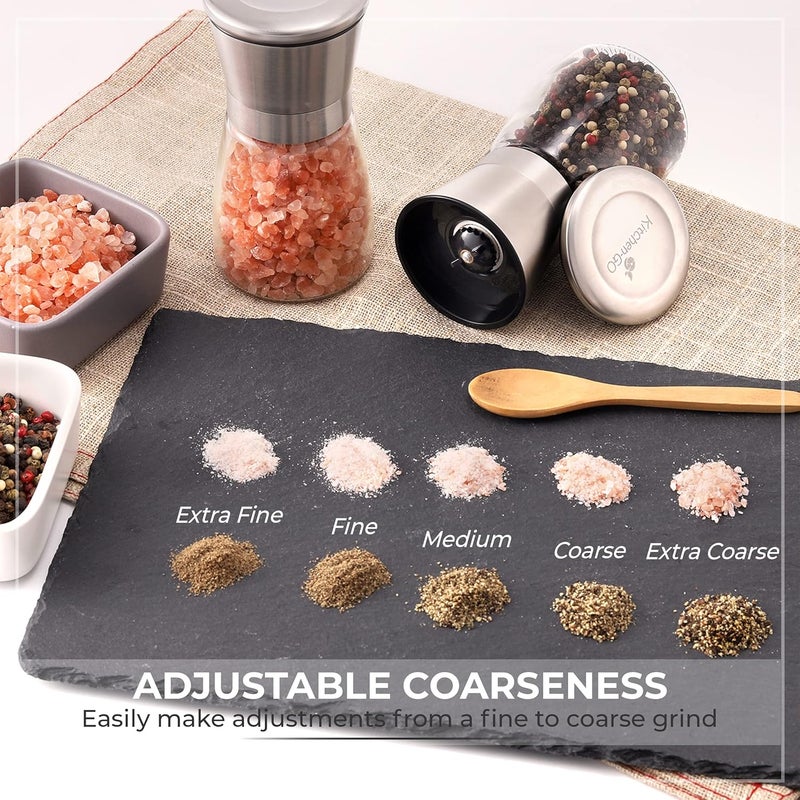 Kitchen & Go Salt and Pepper Grinder Set – Manual Salt Grinder and Pepper Mill for Black Pepper, Sea Salt – Refillable, Easy-to-Use Salt & Pepper Mill Set - Image 3