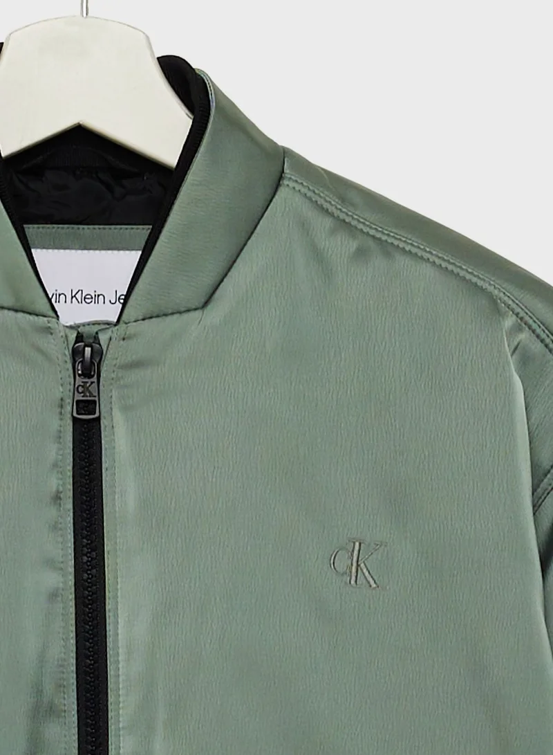 Calvin Klein Jeans Kids Shiny Satin Bomber Jacket