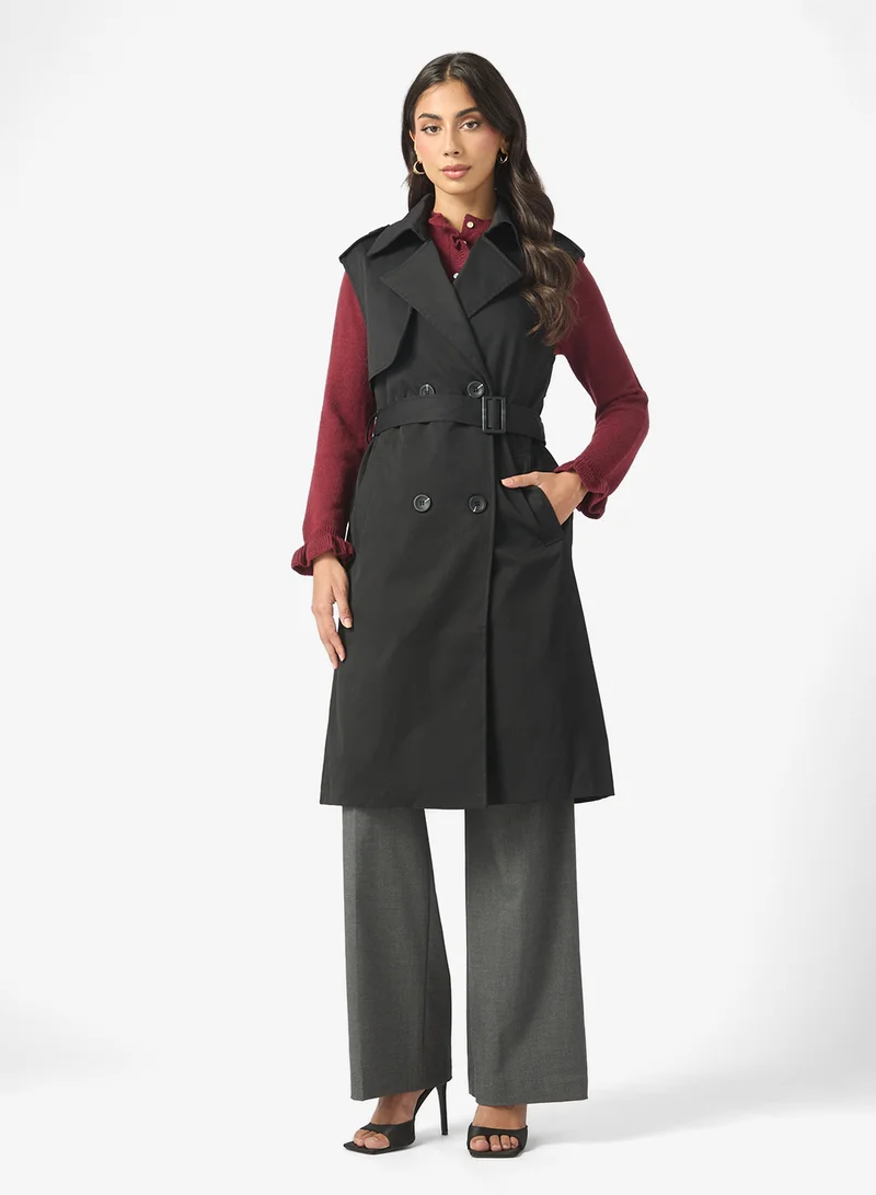 ELLA Sleeveless Belted Trench Coat