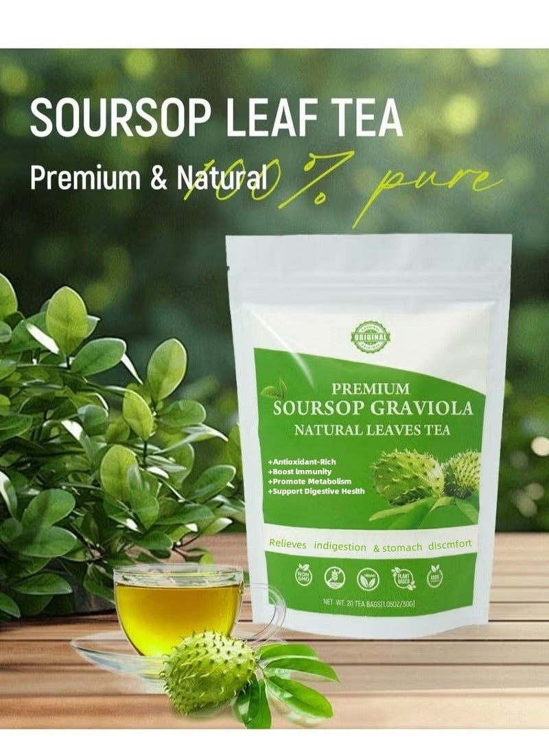 Original 100% Pure Soursop Graviola Leaves tea,Annona muricata - Guanabana - Premium Quality 100% Pure Leaf ,1.5g*20 tea bags - Image 2